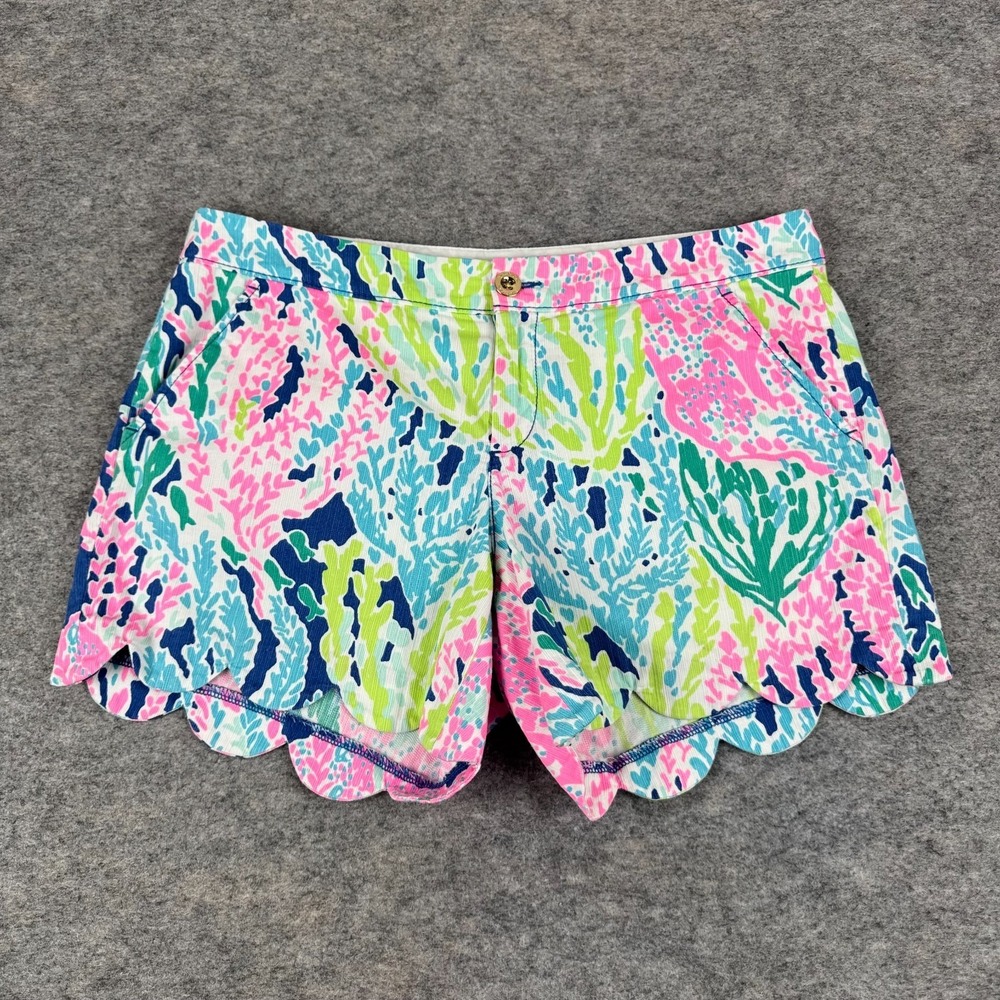 Lilly Pulitzer Buttercup Shorts Cotton Let's Cha Cha Indigo‎ Womens 4